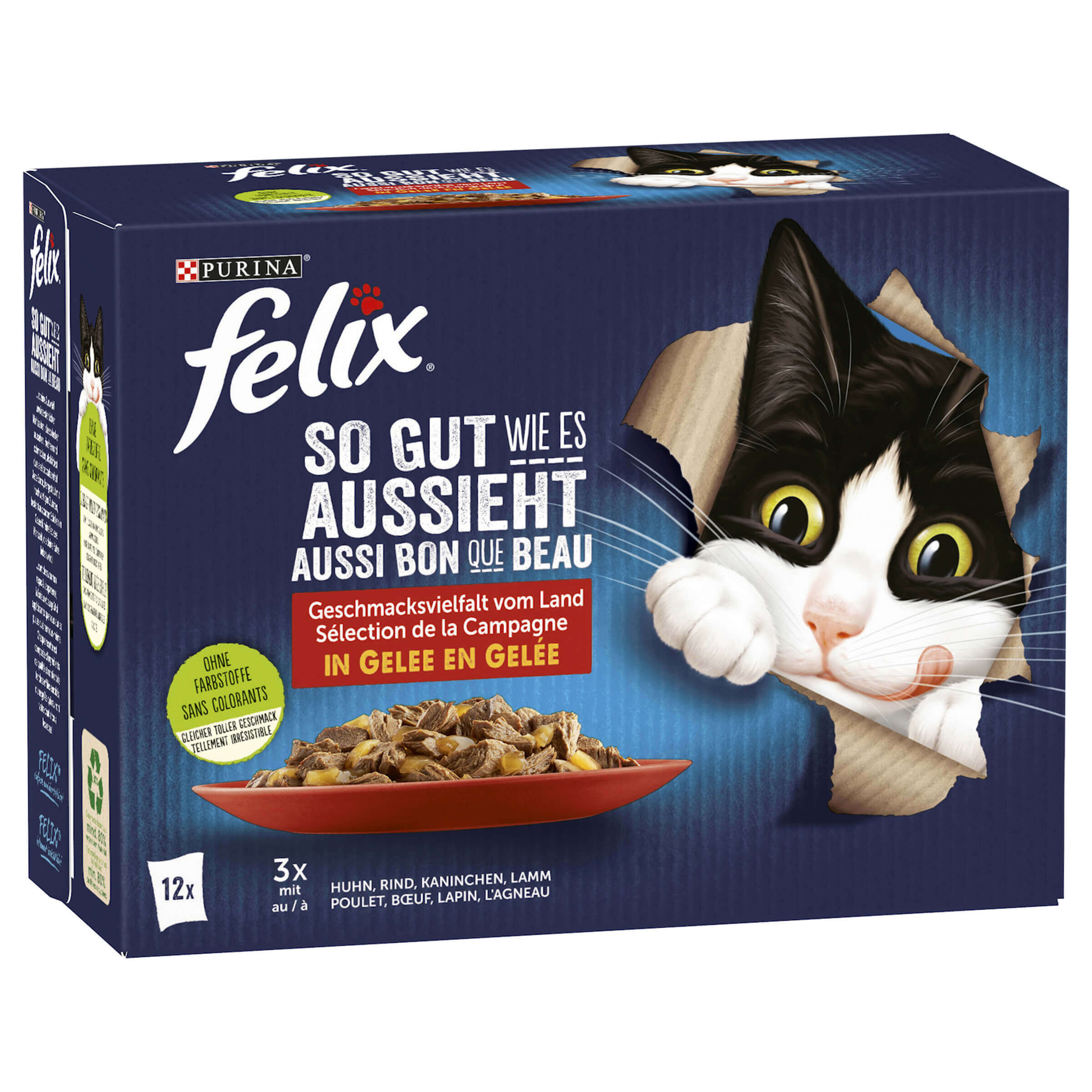 So gut wie es aussieht Geschmacksvielfalt vom Land in Gelee - Huhn, Rind, Kaninchen, Lamm