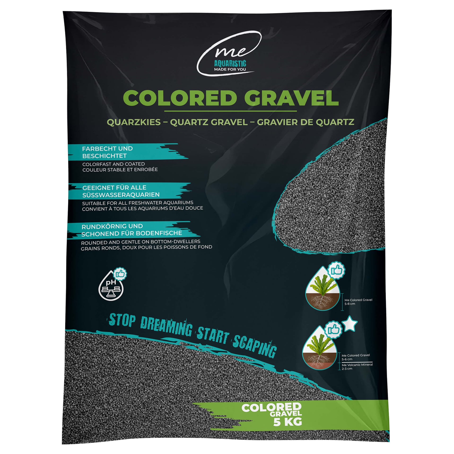 Colored Gravel Granite Grey gravier d'aquarium