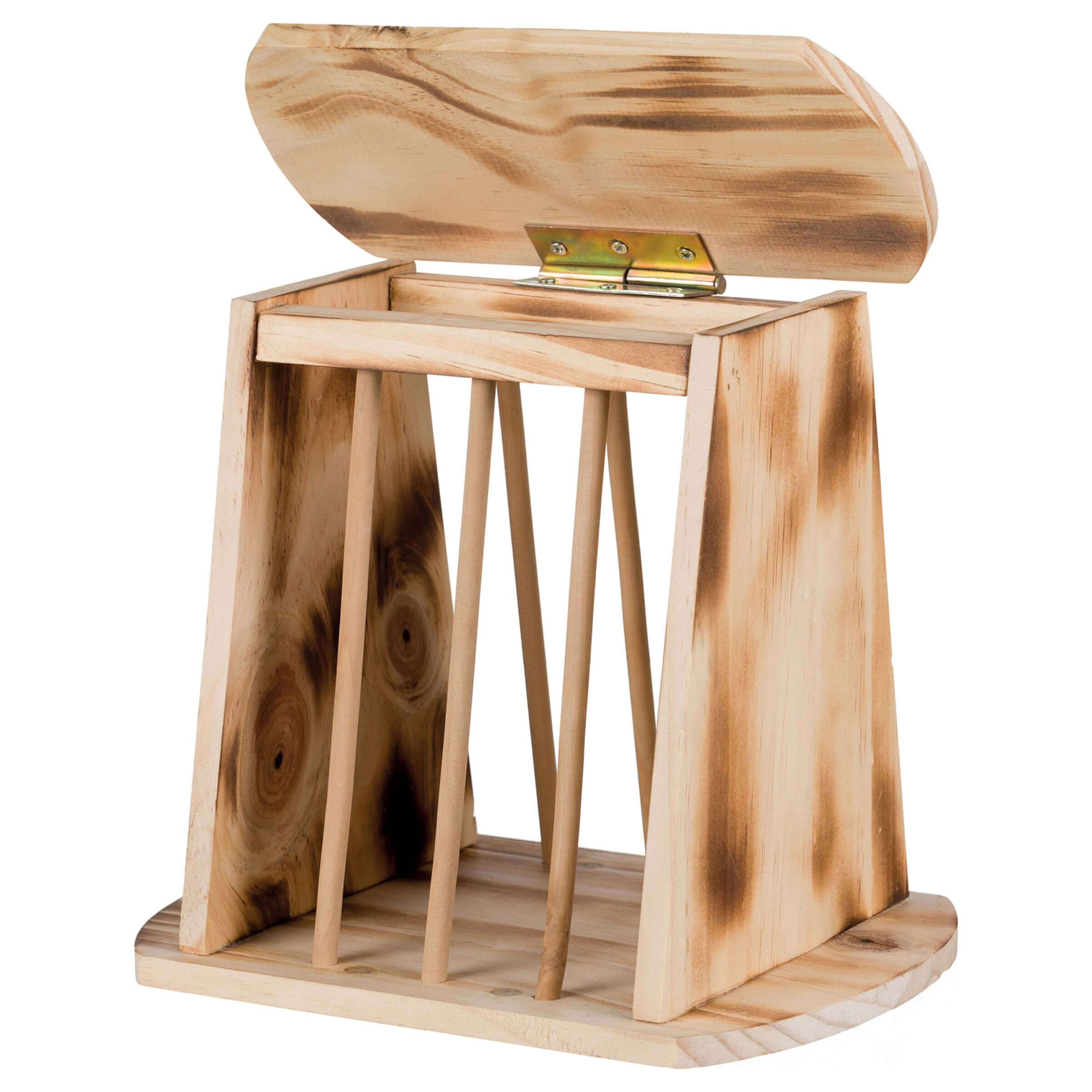 Râtelier à foin avec couvercle en bois
