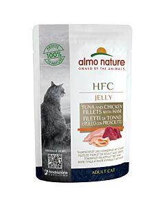 Almo Nature HFC Jelly Filet de Thon & Filet de Poulet avec Jambon Adult en sachet 24x55g