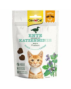 GimCat Snack pour chats Crunchy Snacks Canard avec Herbe à chats 50g
