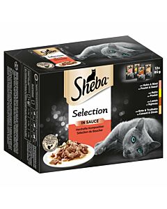 Sheba Nourriture pour chats Sélection du Boucher avec poulet, boeuf, agneau, canard & dinde 12x85g