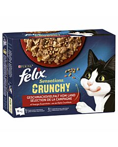Felix Nourriture pour chat Sensations Crunchy Sélection de la campagne en gelée
