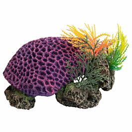 Deep Sea Décoration d'aquarium récif de corail violet 17.5x14.5x8.5cm