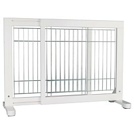 Barrière pour chiens, bois, 65–108 × 61 cm, blanc