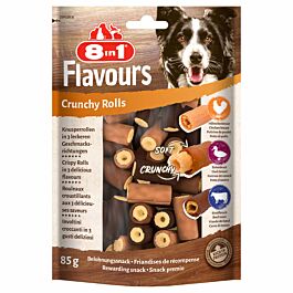 8in1 Snacks pour chien Flavours Crunchy Rolls 85g