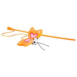 Rogz Jouet pour chat Catnip Butterfly Canne à pêche pour chat orange