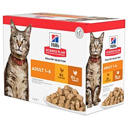 Hill's Chat Science Plan Adult Nourriture humide Volaille Multipack 4x12x85g 