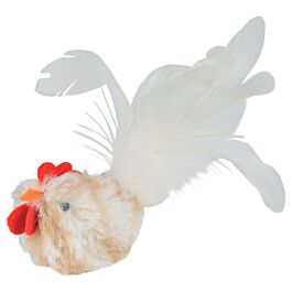 Trixie Coq blanc avec plumes, peluche, 8 cm