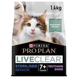 Pro Plan Cat Nourriture pour chats LiveClear Sterilised Senior 7+ Dinde 1.4kg