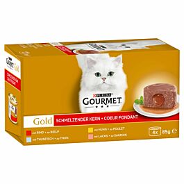 Gourmet Gold Coeur Fondant - Boeuf, Poulet, Saumon & Thon