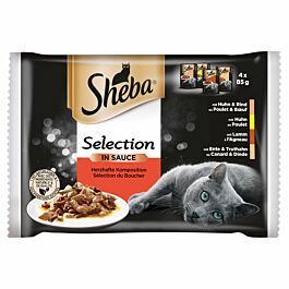 Sheba Nourriture pour chats Sélection du Boucher avec poulet, boeuf, agneau, canard & dinde