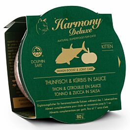 Harmony Cat Deluxe Cup Kitten Thunfisch & Kürbis in Sauce Immun-Boost & Care Katzenfutter